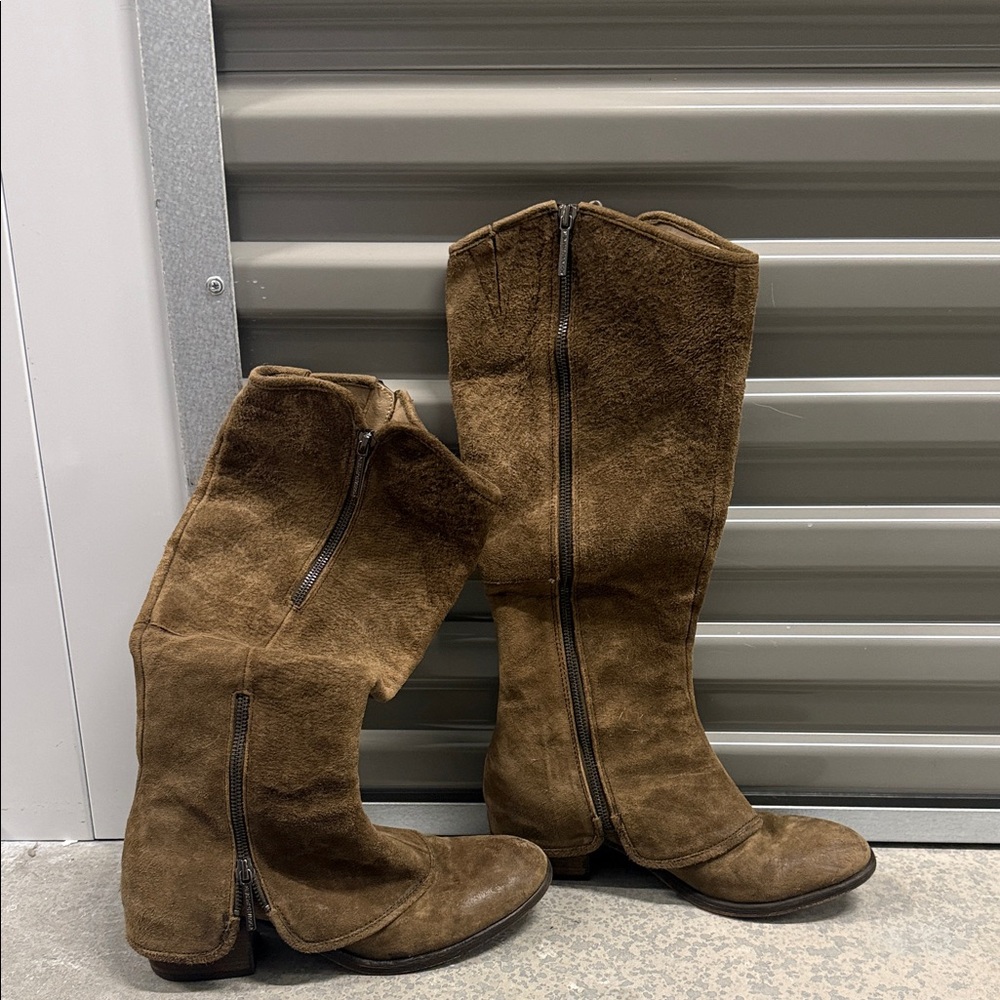 Donald J. Pliner Tan Suede Over the Knee Boots
